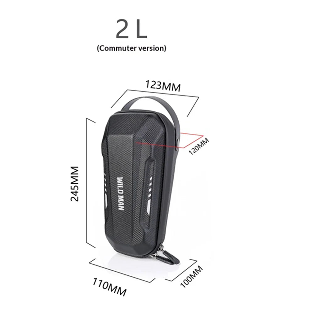 WILD MAN GD9X EVA Hard Shell Bike Bag with Handle Quick Release Handlebar Bag for Electric Scooter Folding Bicycle - Black/2L - 7