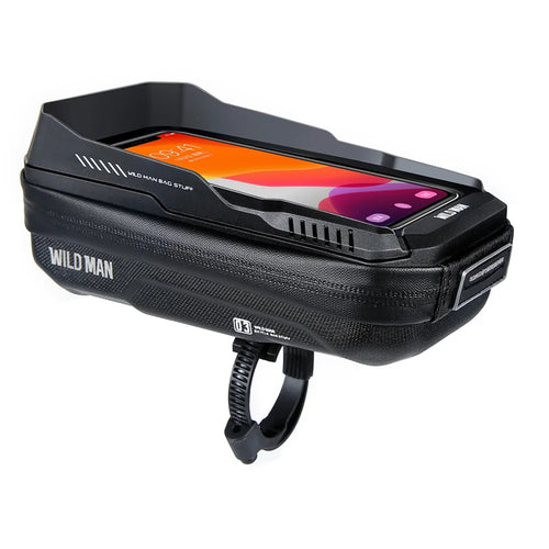 WILD MAN XT3 Bike Touchscreen Phone Holder Bag for Mountain Bicycle Handlebar Mount Waterproof Storage Pouch - Black/0.6L - 1