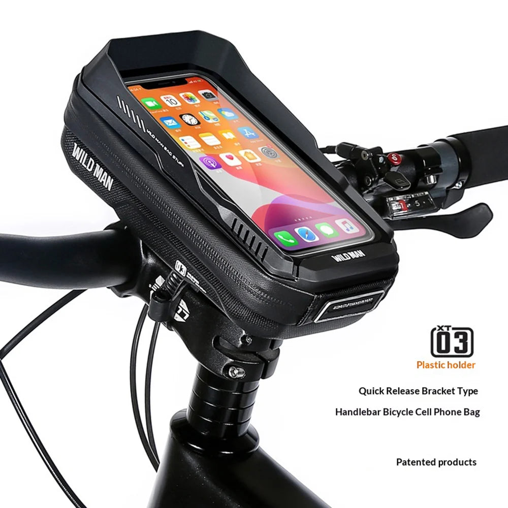WILD MAN XT3 Bike Touchscreen Phone Holder Bag for Mountain Bicycle Handlebar Mount Waterproof Storage Pouch - Black/0.6L - 2