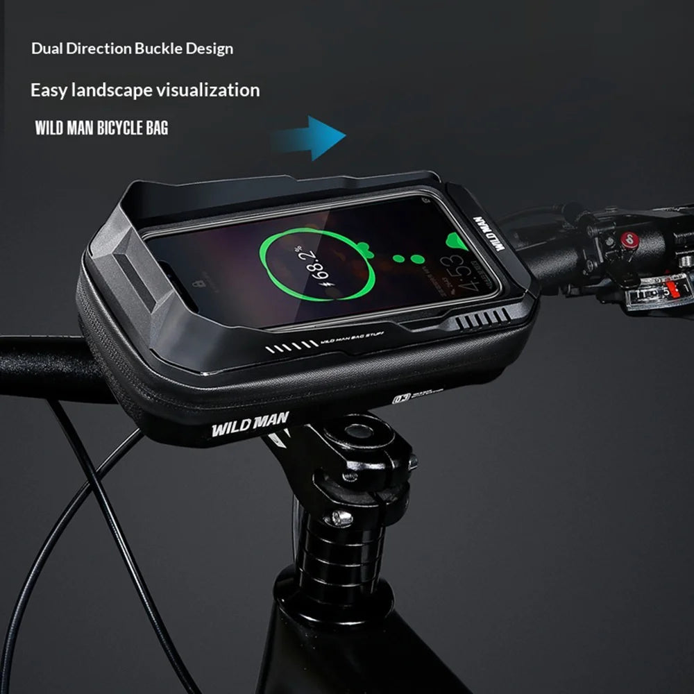 WILD MAN XT3 Bike Touchscreen Phone Holder Bag for Mountain Bicycle Handlebar Mount Waterproof Storage Pouch - Black/0.6L - 5