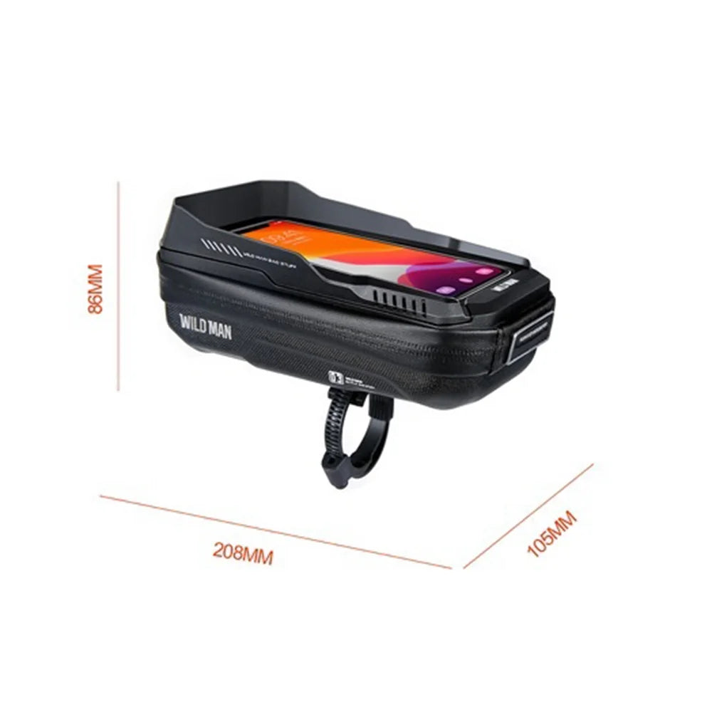 WILD MAN XT3 Bike Touchscreen Phone Holder Bag for Mountain Bicycle Handlebar Mount Waterproof Storage Pouch - Black/0.6L - 7