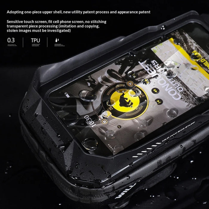 WILD MAN XT1 1L Bike Handlebar Bag EVA Hard Shell Touchscreen Phone Holder Front Bag for Mountain Road Bike - Black/Honeycomb Texture - 4