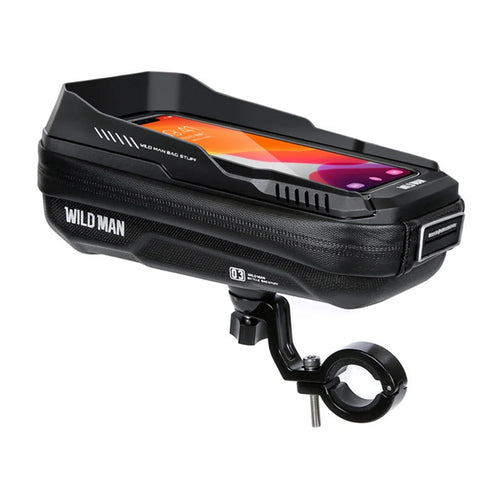 WILD MAN XT3S Bike Handlebar Bag Waterproof Touch Screen Phone Holder Cycling Storage Bag - Black/0.6L - 1