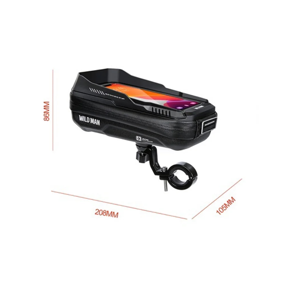 WILD MAN XT3S Bike Handlebar Bag Waterproof Touch Screen Phone Holder Cycling Storage Bag - Black/0.6L - 7