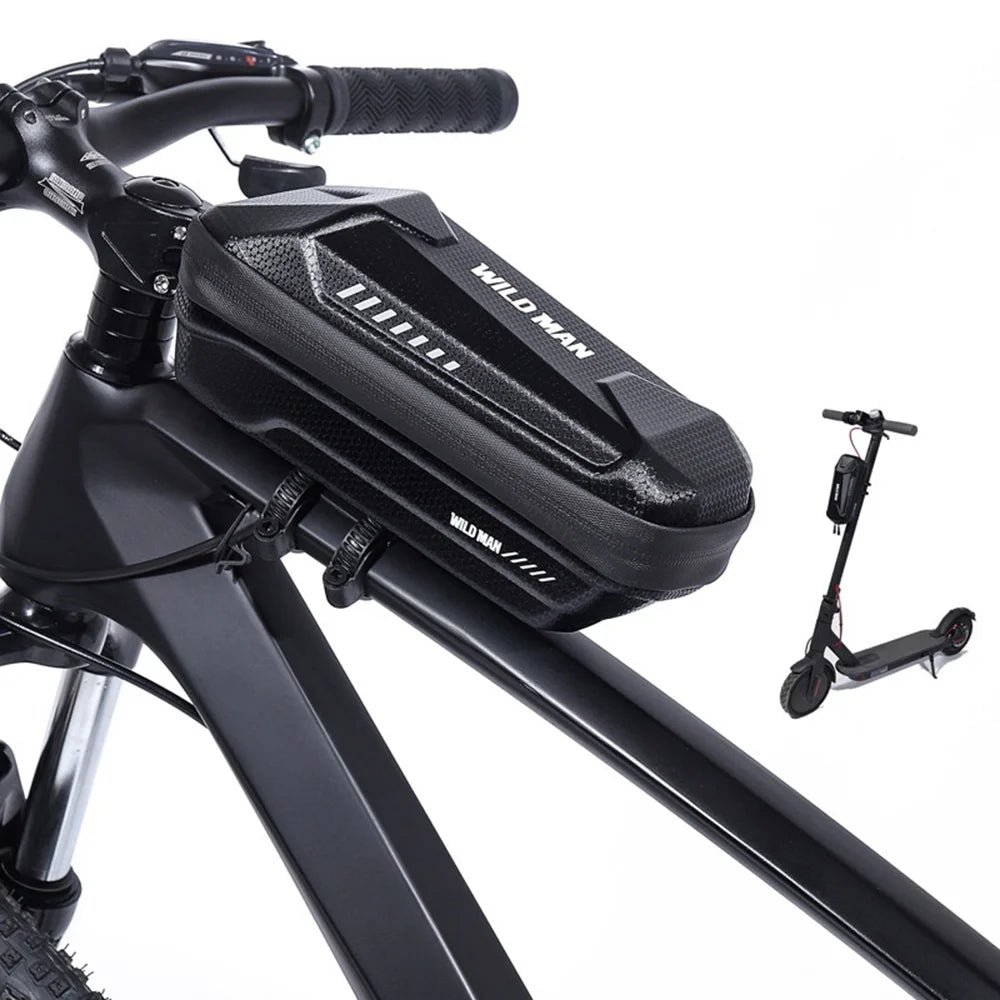WILD MAN XS5 Bike Frame Bag EVA Hard Shell Top Tube Bag IPX5 Waterproof for Mountain Bike E-Scooter - Black/1L - 2