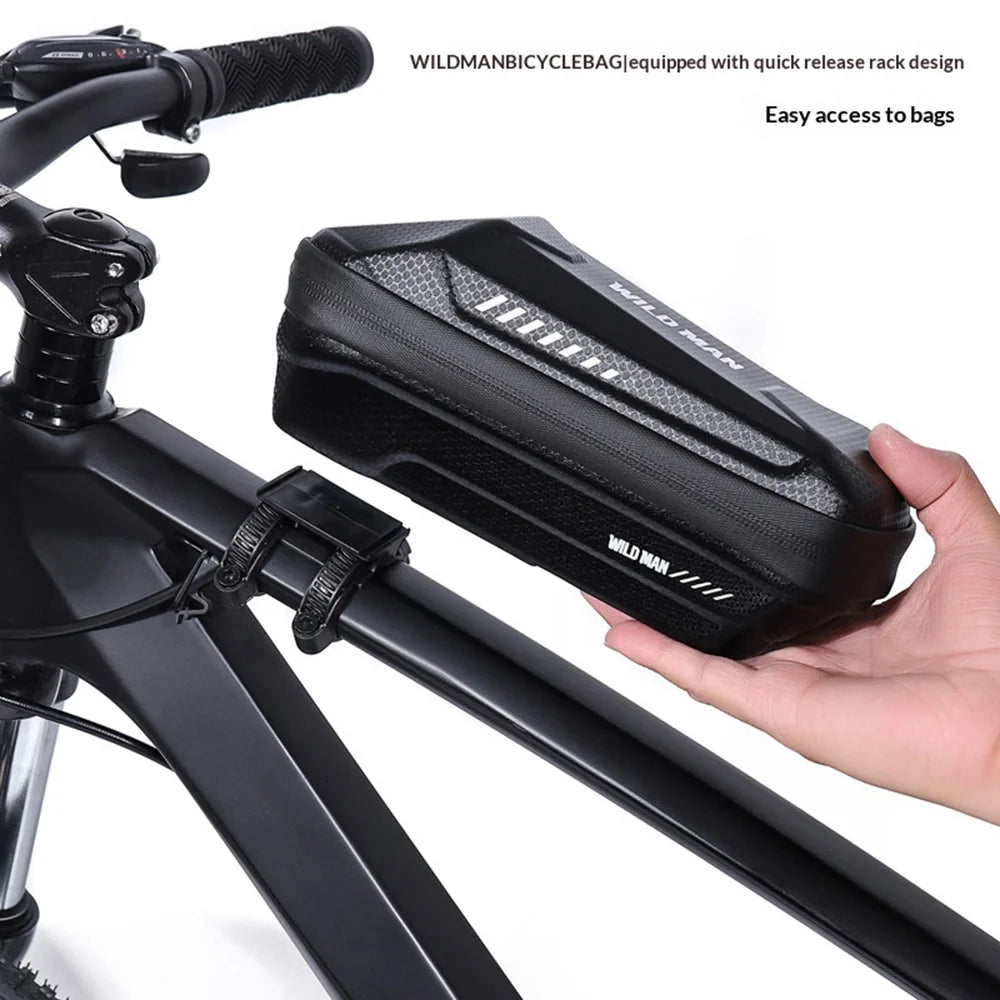 WILD MAN XS5 Bike Frame Bag EVA Hard Shell Top Tube Bag IPX5 Waterproof for Mountain Bike E-Scooter - Black/1L - 3