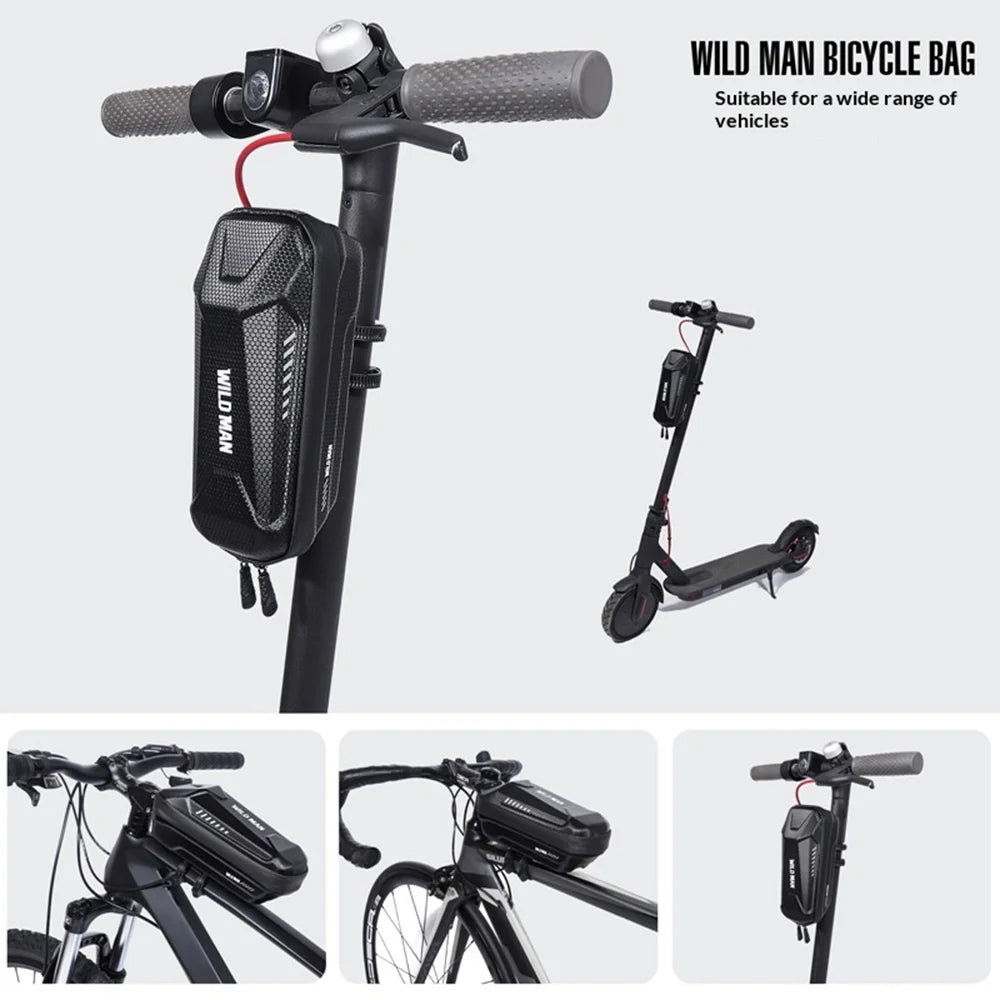 WILD MAN XS5 Bike Frame Bag EVA Hard Shell Top Tube Bag IPX5 Waterproof for Mountain Bike E-Scooter - Black/1L - 4