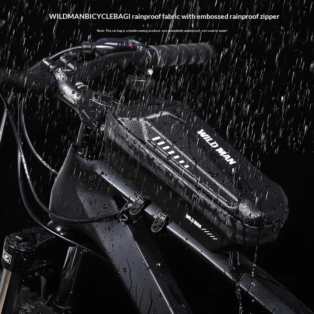 WILD MAN XS5 Bike Frame Bag EVA Hard Shell Top Tube Bag IPX5 Waterproof for Mountain Bike E-Scooter - Black/1L - 5