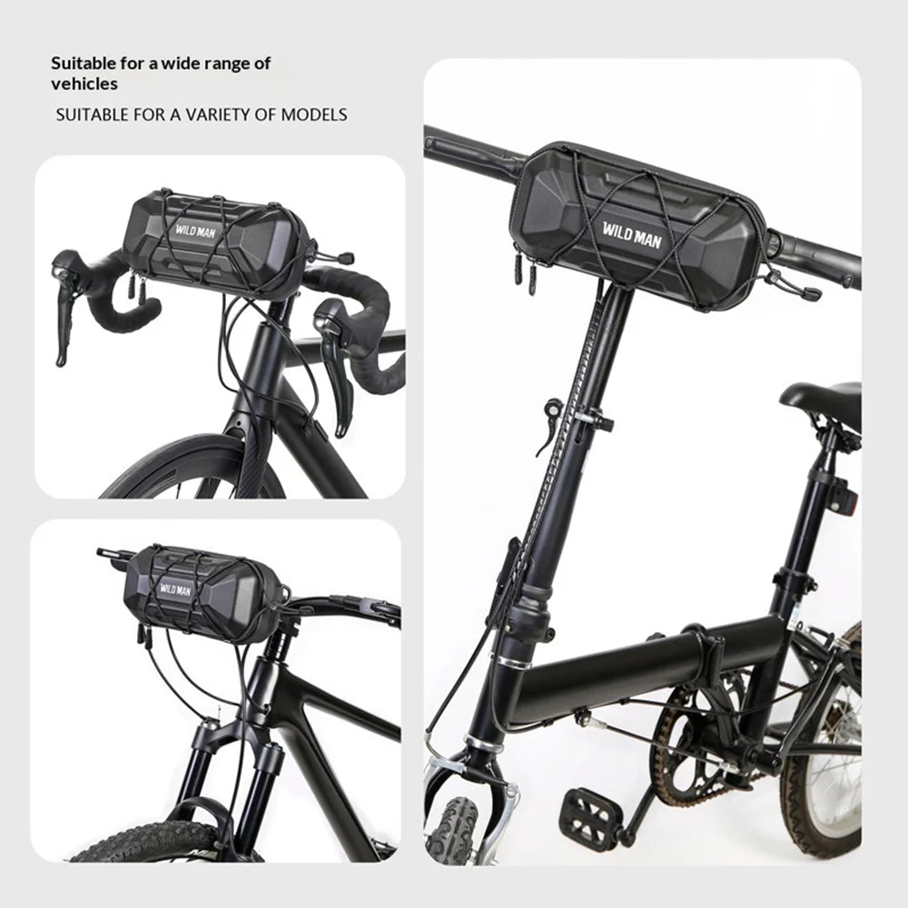 WILD MAN XT17 Mountain Bike Handlebar Bag EVA Hard Shell Quick Release Road Bike Frame Bag for Cycling - Black/2L - 3