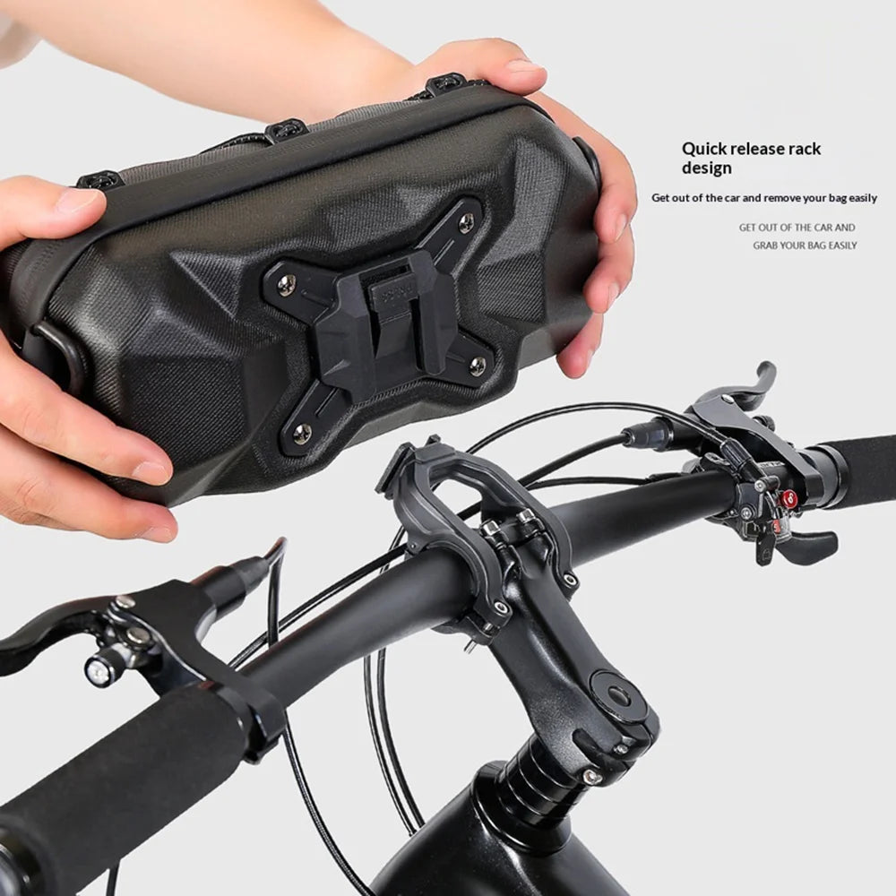 WILD MAN XT17 Mountain Bike Handlebar Bag EVA Hard Shell Quick Release Road Bike Frame Bag for Cycling - Black/2L - 5