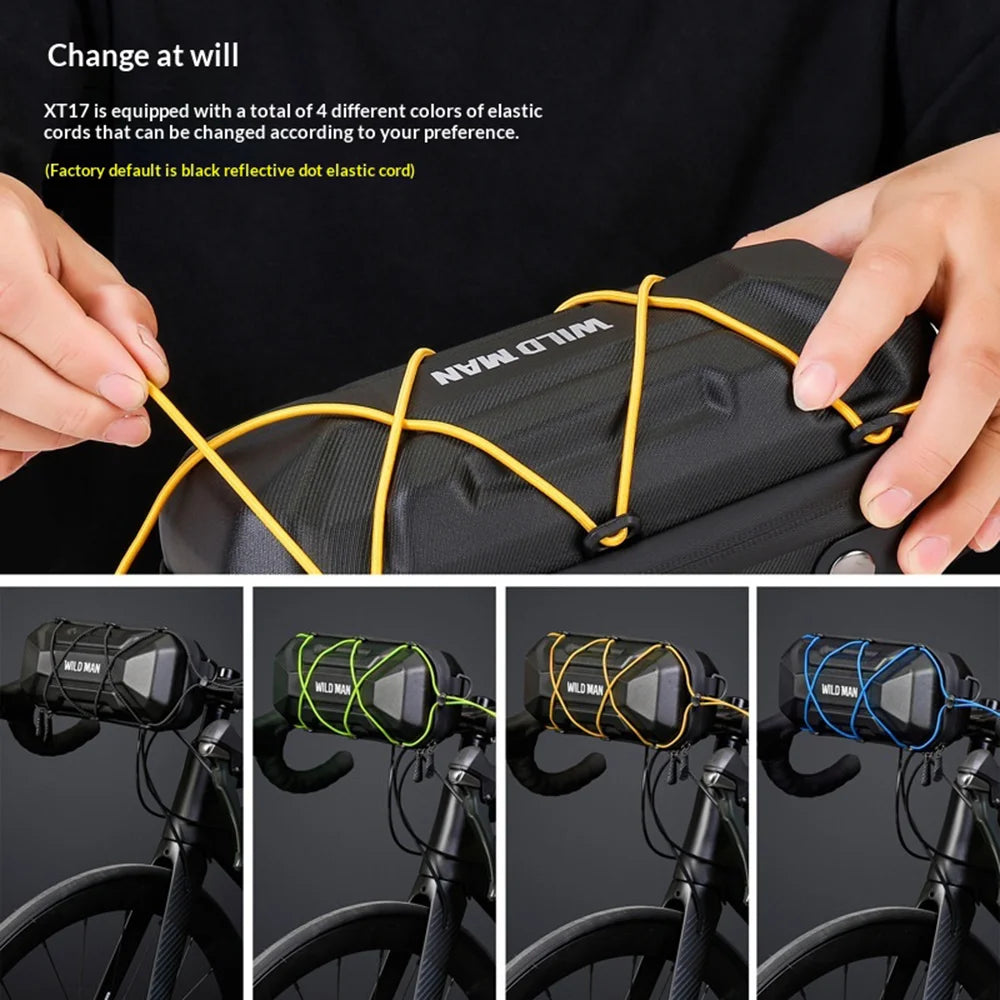 WILD MAN XT17 Mountain Bike Handlebar Bag EVA Hard Shell Quick Release Road Bike Frame Bag for Cycling - Black/2L - 6