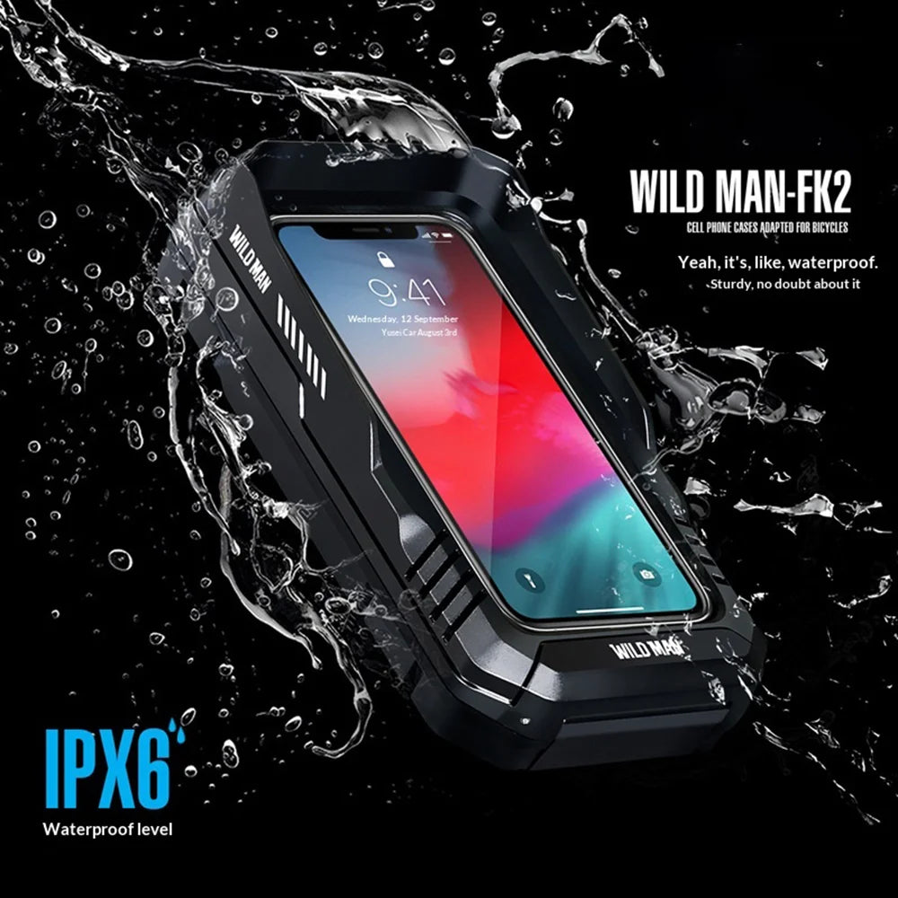 WILD MAN FK1 Mountain Bike Bag Waterproof Phone Holder Pouch Cycling Bicycle Handlebar Bag - Black/0.6L - 3