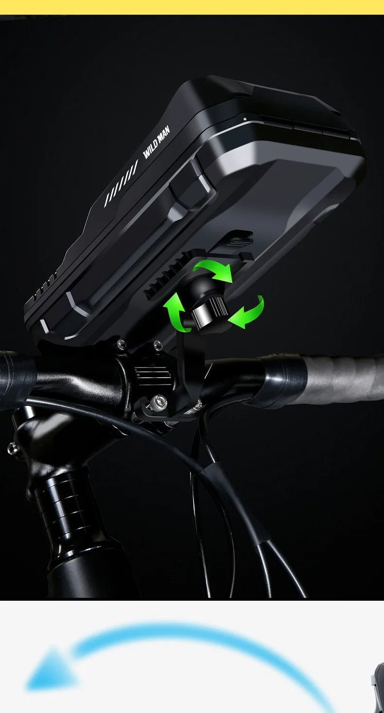 WILD MAN FK1 Mountain Bike Bag Waterproof Phone Holder Pouch Cycling Bicycle Handlebar Bag - Black/0.6L - 7