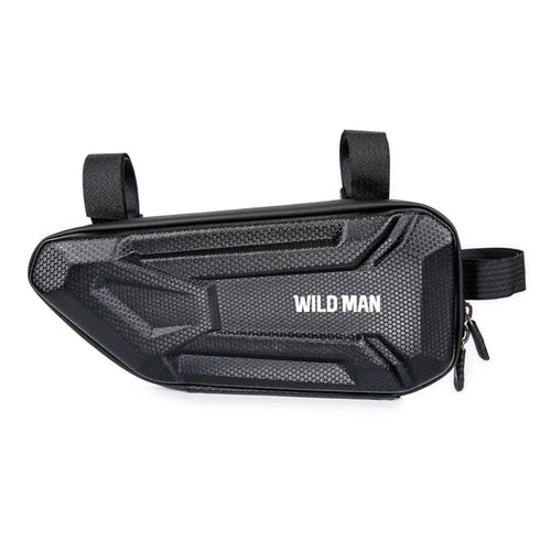 WILD MAN XT4 Waterproof Bike Frame Bag 1.2L EVA Hard Shell Triangle Bag for Mountain Road Electric Bicycle - Black/Honeycomb Texture - 1