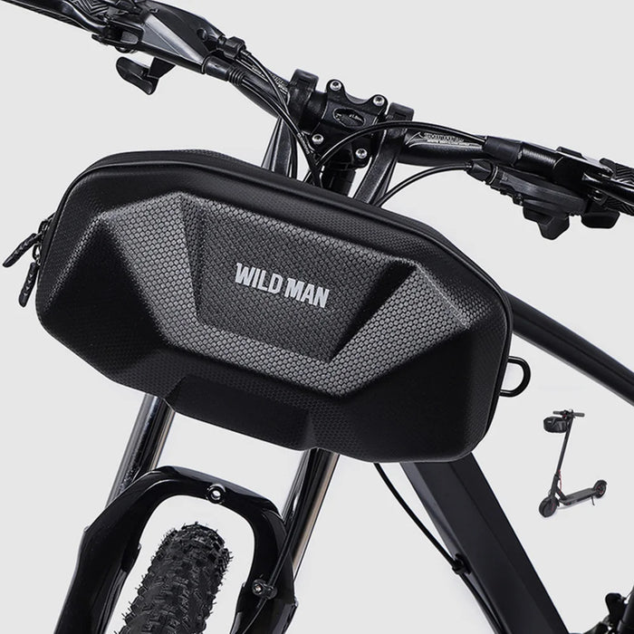 WILD MAN X9 Reflective Bike Handlebar Bag EVA Hard Shell 3.5L Electric Scooter Front Bag for Cycling - Black/3.5L - 2