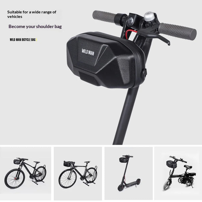 WILD MAN X9 Reflective Bike Handlebar Bag EVA Hard Shell 3.5L Electric Scooter Front Bag for Cycling - Black/3.5L - 3