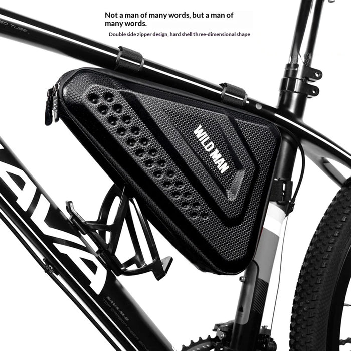 WILD MAN ES19 Bike Triangle Bag 3L EVA Hard Shell Waterproof Bicycle Frame Bag for Road Mountain Cycling - Black/3L - 2