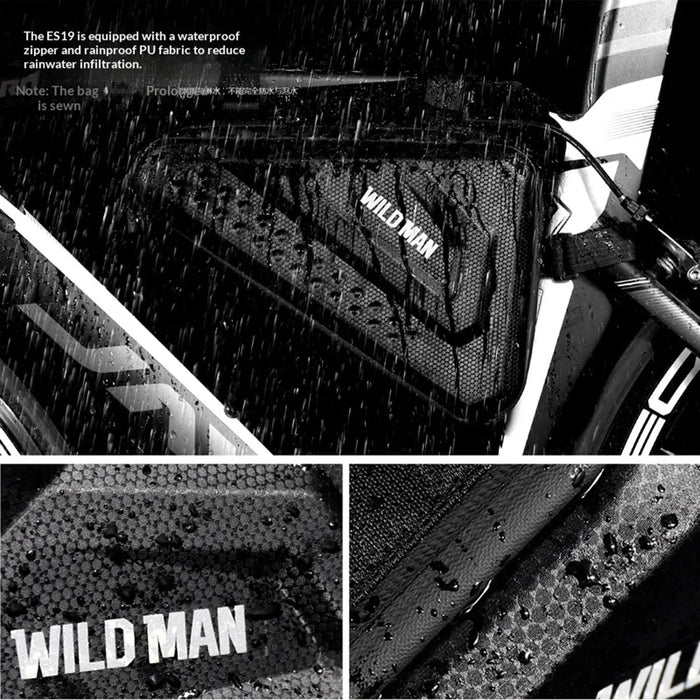 WILD MAN ES19 Bike Triangle Bag 3L EVA Hard Shell Waterproof Bicycle Frame Bag for Road Mountain Cycling - Black/3L - 5