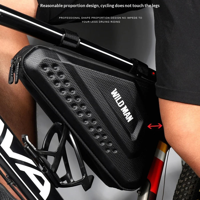 WILD MAN ES19 Bike Triangle Bag 3L EVA Hard Shell Waterproof Bicycle Frame Bag for Road Mountain Cycling - Black/3L - 7
