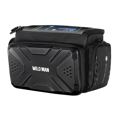 WILD MAN GS6 4L Waterproof Touch Screen Phone Holder Bike Front Bag EVA Hard Shell Bicycle Frame Bag - Black/4L - 1