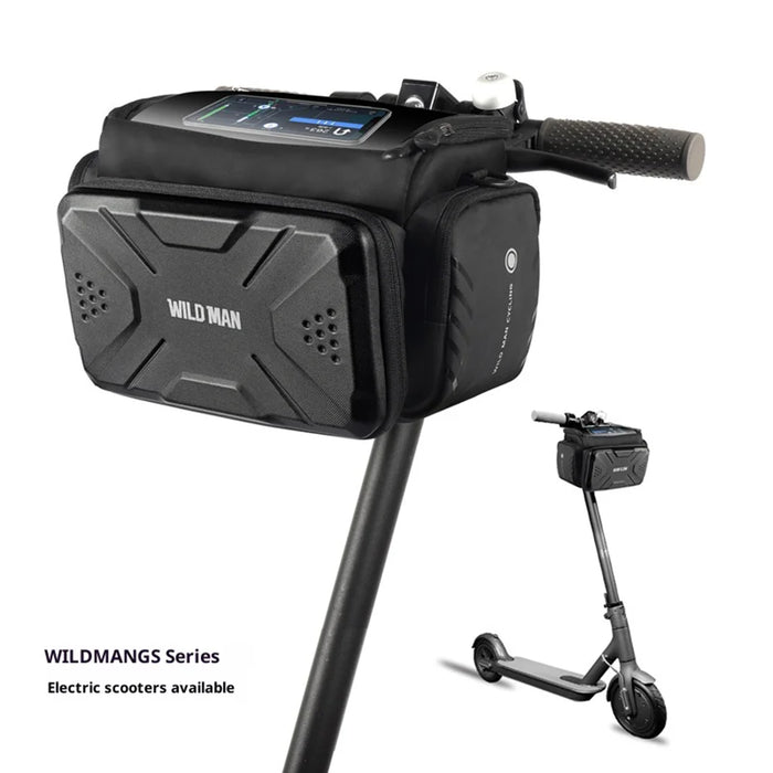 WILD MAN GS6 4L Waterproof Touch Screen Phone Holder Bike Front Bag EVA Hard Shell Bicycle Frame Bag - Black/4L - 4