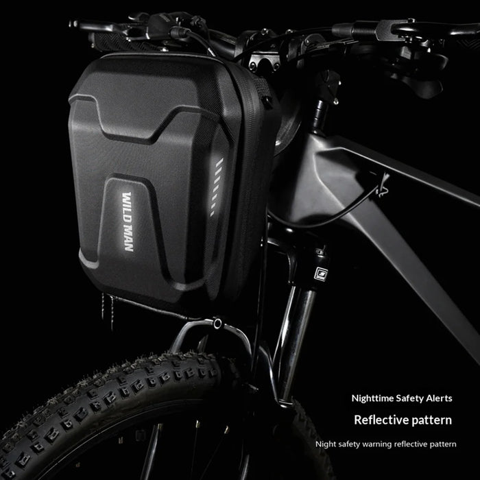 WILD MAN E8 Bicycle Handlebar Bag 3L Waterproof EVA Hard Shell Frame Bag for Mountain Road Bike - Black/3L - 5