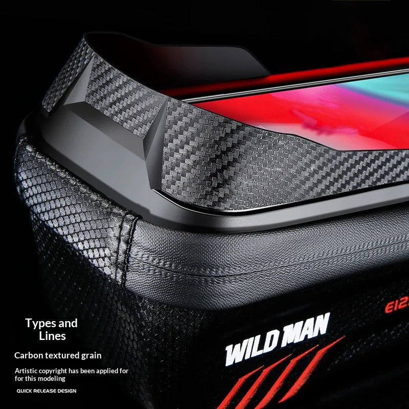 WILD MAN E12X Waterproof Bicycle Frame Bag 1L EVA Hard Shell Top Tube Cycling Phone Pouch for Mountain Bike - Black - 7