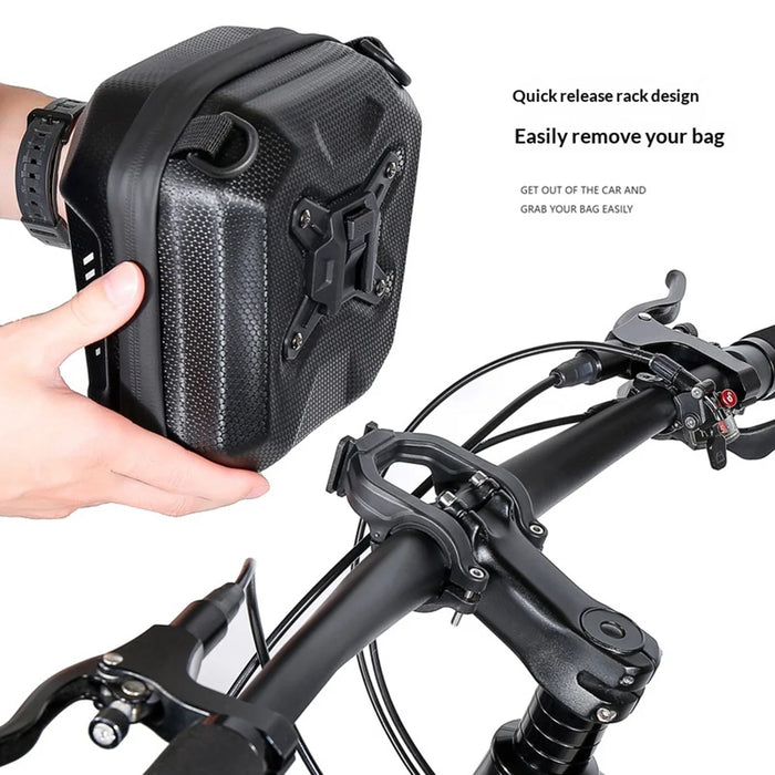 WILD MAN E18 Bicycle Handlebar Bag EVA Hardshell Quick Release Front Bag for Mountain Road Bike - Black/2L - 3