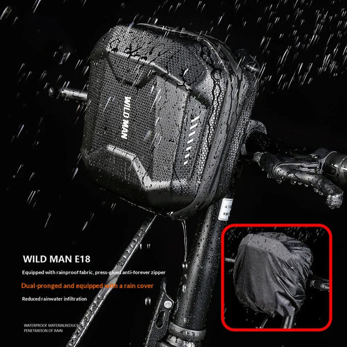 WILD MAN E18 Bicycle Handlebar Bag EVA Hardshell Quick Release Front Bag for Mountain Road Bike - Black/2L - 5