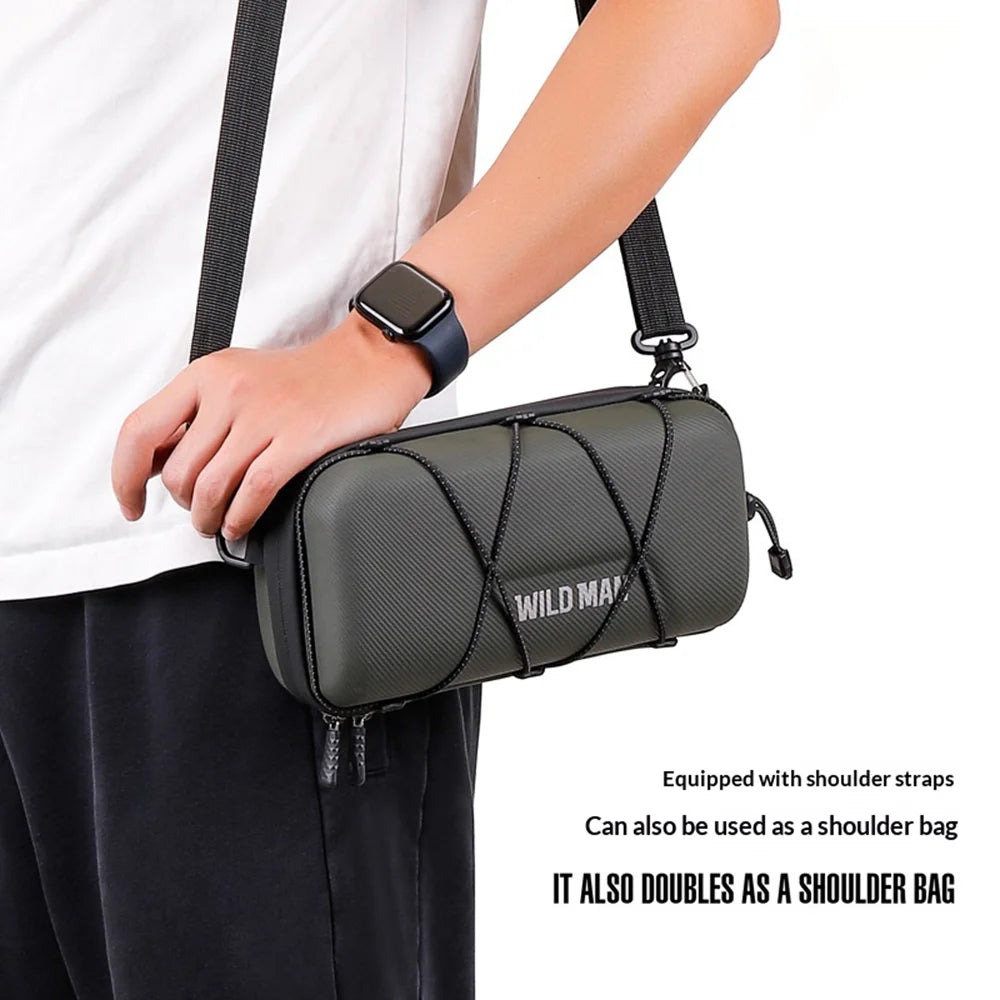 WILD MAN GD8 Bike Handlebar Bag 2L EVA Hard Shell Waterproof Front Bag for Mountain Road Bicycle Cycling - Black - 3