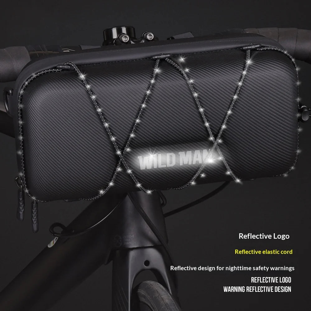 WILD MAN GD8 Bike Handlebar Bag 2L EVA Hard Shell Waterproof Front Bag for Mountain Road Bicycle Cycling - Black - 6