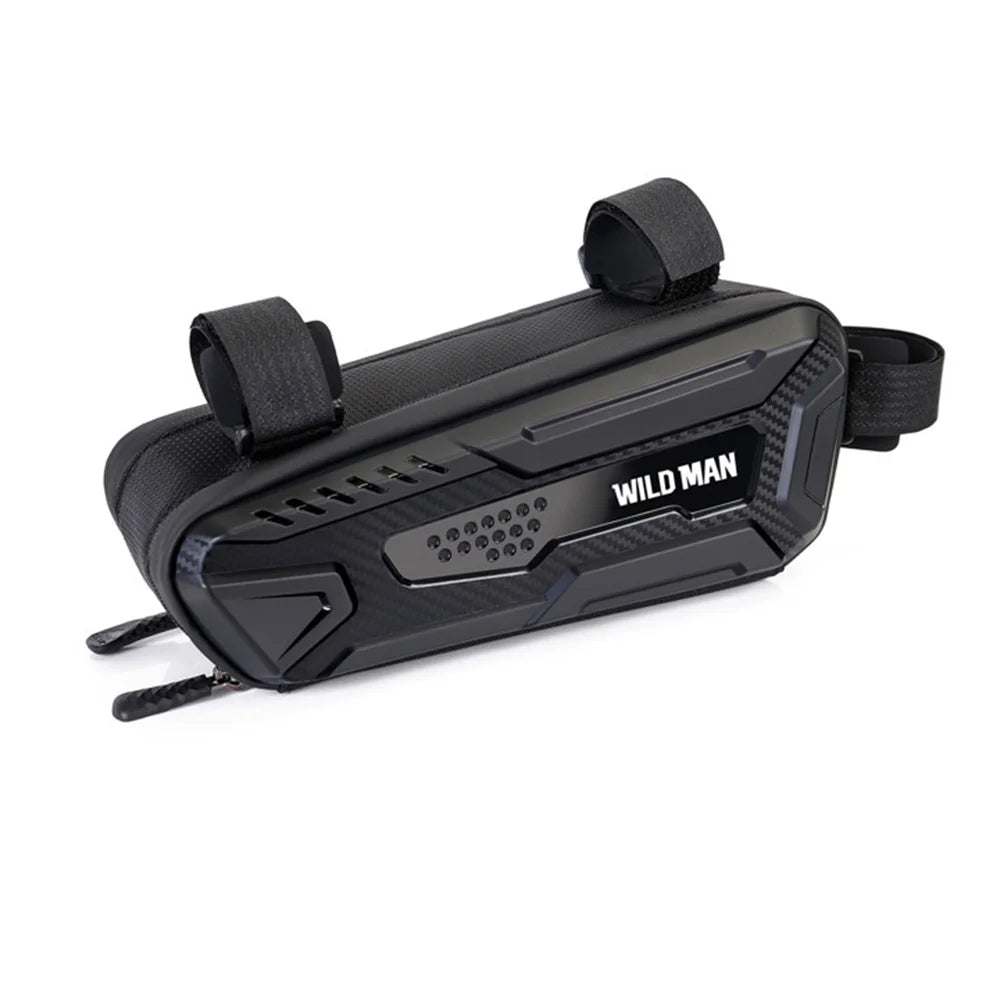 WILD MAN Bike Triangle Bag Hard Shell Frame Bag for Mountain Road Bicycle Cycling Equipment Storage - Black/1L - 1