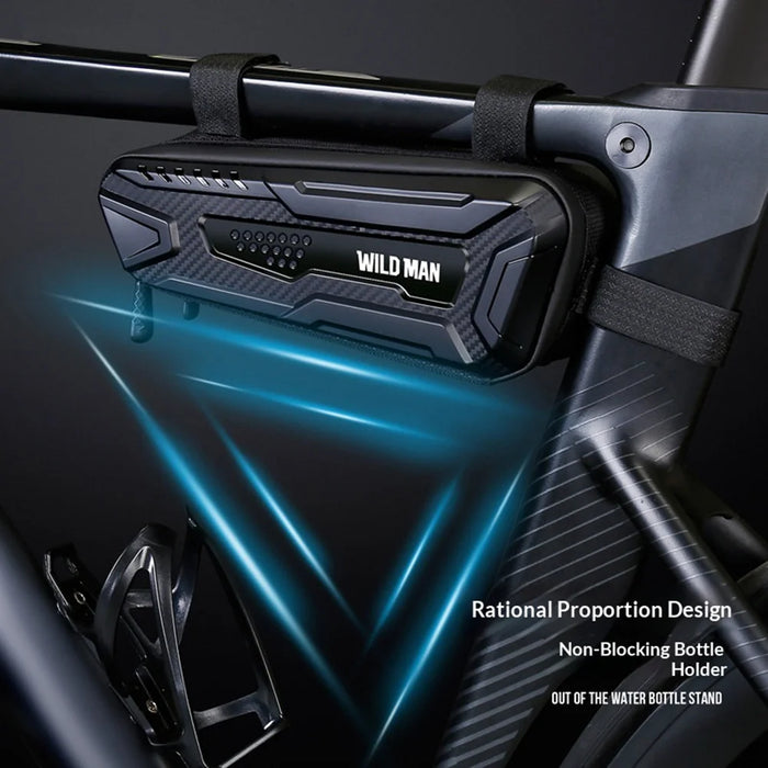 WILD MAN Bike Triangle Bag Hard Shell Frame Bag for Mountain Road Bicycle Cycling Equipment Storage - Black/1L - 5