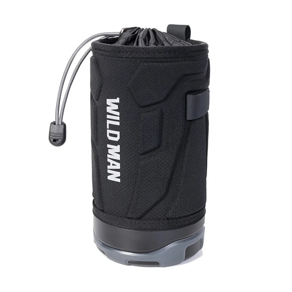 WILD MAN R1 Bike Water Bottle Holder Bag 1L Large Capacity with Shoulder Strap for Mountain Road Folding Bike Scooter - Black+Gray - 1