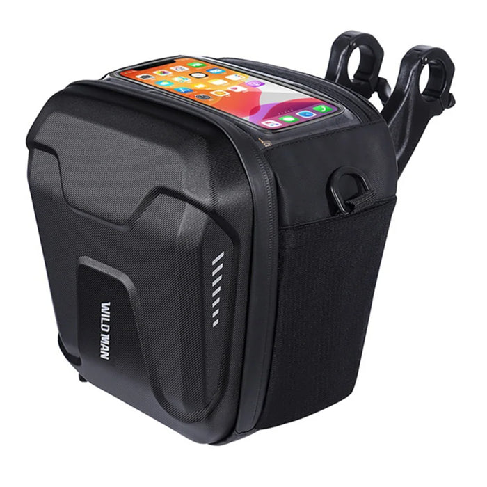 WILD MAN GS9 3L Waterproof Bicycle Frame Bag EVA Hard Shell Touchscreen Phone Holder Bike Handlebar Bag for Mountain Bike Cycling - Black/3L - 1