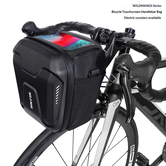 WILD MAN GS9 3L Waterproof Bicycle Frame Bag EVA Hard Shell Touchscreen Phone Holder Bike Handlebar Bag for Mountain Bike Cycling - Black/3L - 2