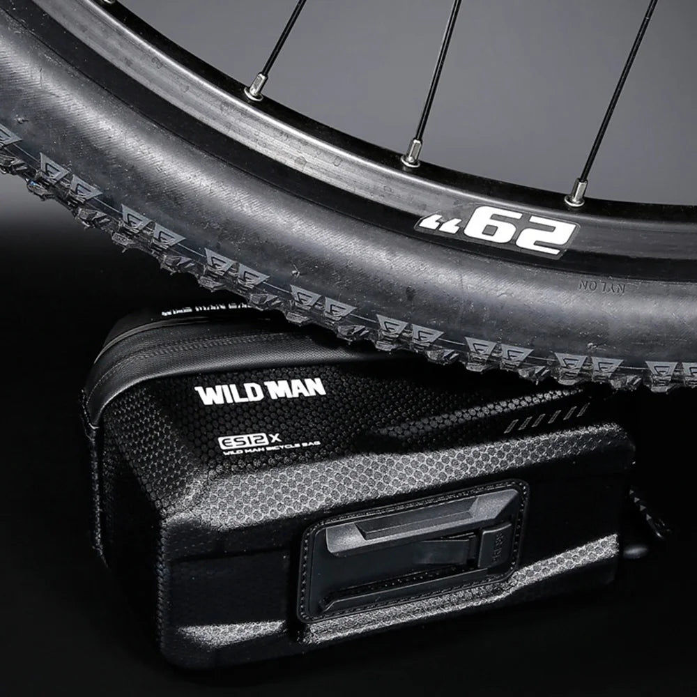 WILD MAN ES12X EVA Hard Shell Front Tube Bag Waterproof Quick Release Bike Phone Holder Bag for Mountain Bicycle Cycling - Black/1L - 7