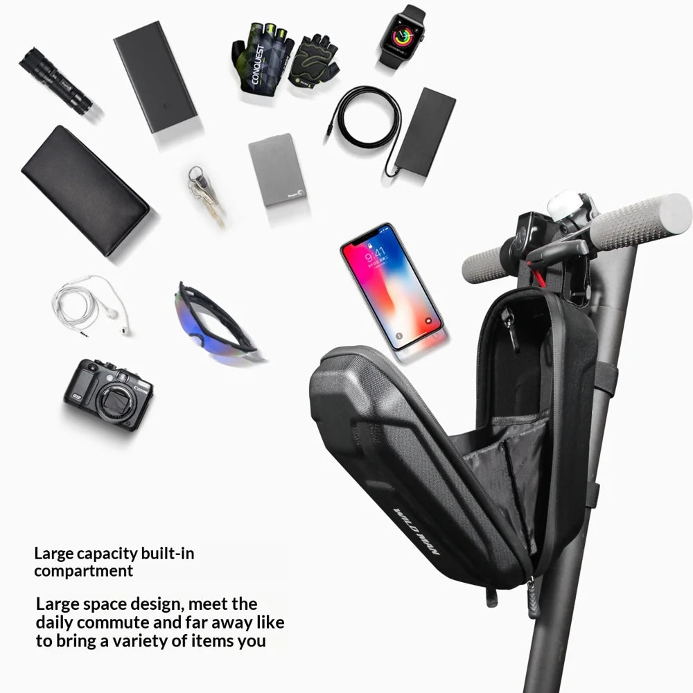 WILD MAN TS8 Waterproof EVA Hard Shell Storage Bag 3L Reflective Handlebar Bag for Electric Scooter Bicycle - Black/3L - 4