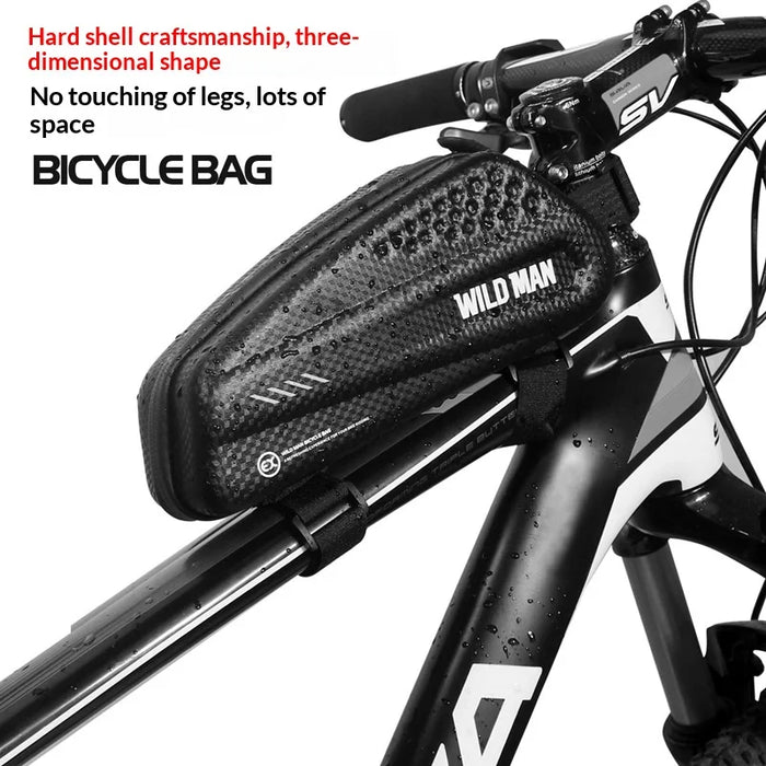 WILD MAN EX Mountain Bike Top Tube Bag EVA Hard Shell Waterproof Road Bike Frame Bag for Cycling - Black/1L - 2
