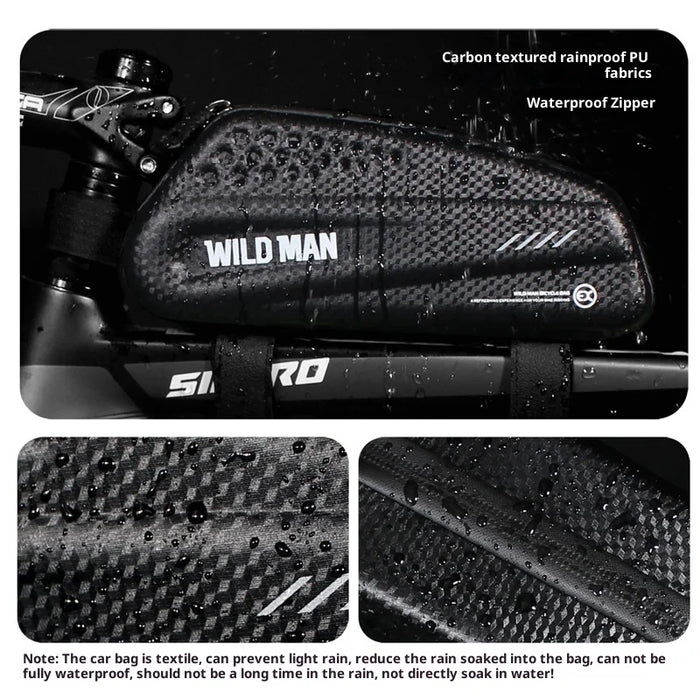 WILD MAN EX Mountain Bike Top Tube Bag EVA Hard Shell Waterproof Road Bike Frame Bag for Cycling - Black/1L - 3