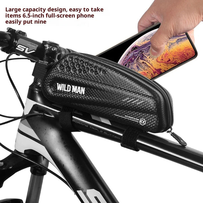 WILD MAN EX Mountain Bike Top Tube Bag EVA Hard Shell Waterproof Road Bike Frame Bag for Cycling - Black/1L - 4