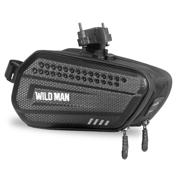 WILD MAN ES7 Bike Tail Bag 1.2L EVA Hard Shell Waterproof Saddle Bag for Road Mountain Bicycle Cycling - Black/1.2L - 1
