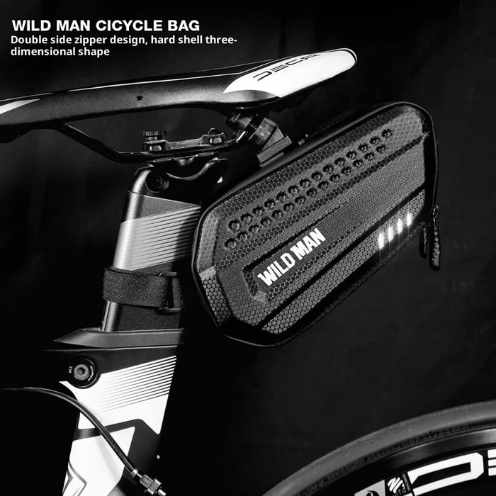 WILD MAN ES7 Bike Tail Bag 1.2L EVA Hard Shell Waterproof Saddle Bag for Road Mountain Bicycle Cycling - Black/1.2L - 2