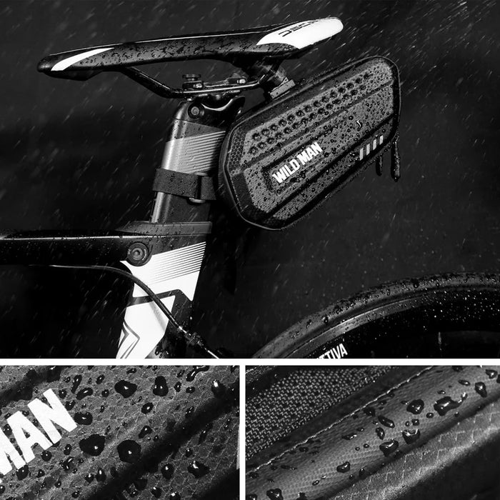 WILD MAN ES7 Bike Tail Bag 1.2L EVA Hard Shell Waterproof Saddle Bag for Road Mountain Bicycle Cycling - Black/1.2L - 3