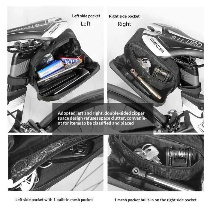 WILD MAN ES7 Bike Tail Bag 1.2L EVA Hard Shell Waterproof Saddle Bag for Road Mountain Bicycle Cycling - Black/1.2L - 4