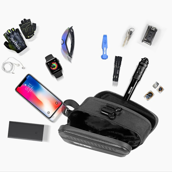 WILD MAN ES7 Bike Tail Bag 1.2L EVA Hard Shell Waterproof Saddle Bag for Road Mountain Bicycle Cycling - Black/1.2L - 7