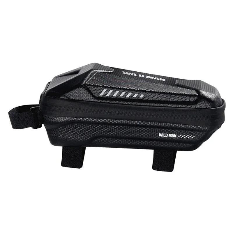 WILD MAN ES5 Waterproof EVA Hard Shell 1L Bike Frame Bag Reflective Top Tube Bag for Cycling - Black/Basic Version - 1