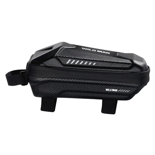 WILD MAN ES5 Waterproof EVA Hard Shell 1L Bike Frame Bag Reflective Top Tube Bag for Cycling - Black/Basic Version - 1