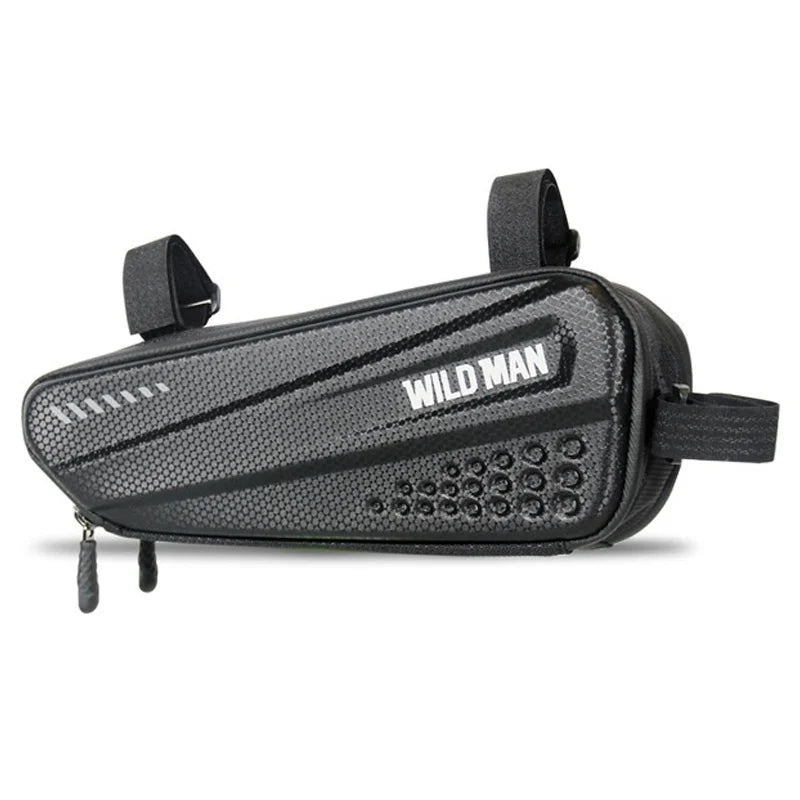 WILD MAN ES4 Bicycle Triangle Bag 1.2L EVA Hard Shell Frame Bag for Road Mountain Bike Cycling - Black/1.2L - 1