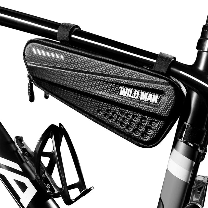 WILD MAN ES4 Bicycle Triangle Bag 1.2L EVA Hard Shell Frame Bag for Road Mountain Bike Cycling - Black/1.2L - 2